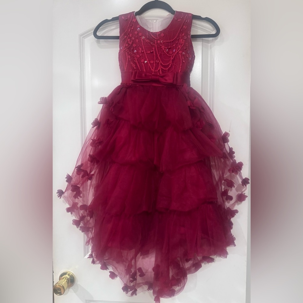 SHEIN Burgundy Layered Kids Dress